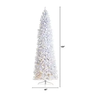 Nearly Natural 10 Foot White Fir With 2420 Bendable Branches And 800 Warm White Led Lights Pre-Lit Christmas Tree