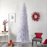 Nearly Natural 10 Foot White Fir With 2420 Bendable Branches And 800 Warm White Led Lights Pre-Lit Christmas Tree
