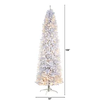 Nearly Natural 9 Foot Slim White Fir Pre-Lit Christmas Tree