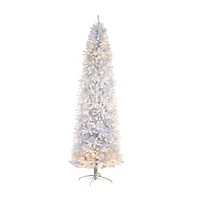 Nearly Natural 9 Foot Slim White Fir Pre-Lit Christmas Tree