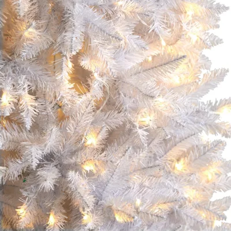 Nearly Natural 9 Foot Slim White Fir Pre-Lit Christmas Tree