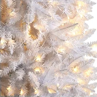 Nearly Natural 9 Foot Slim White Fir Pre-Lit Christmas Tree