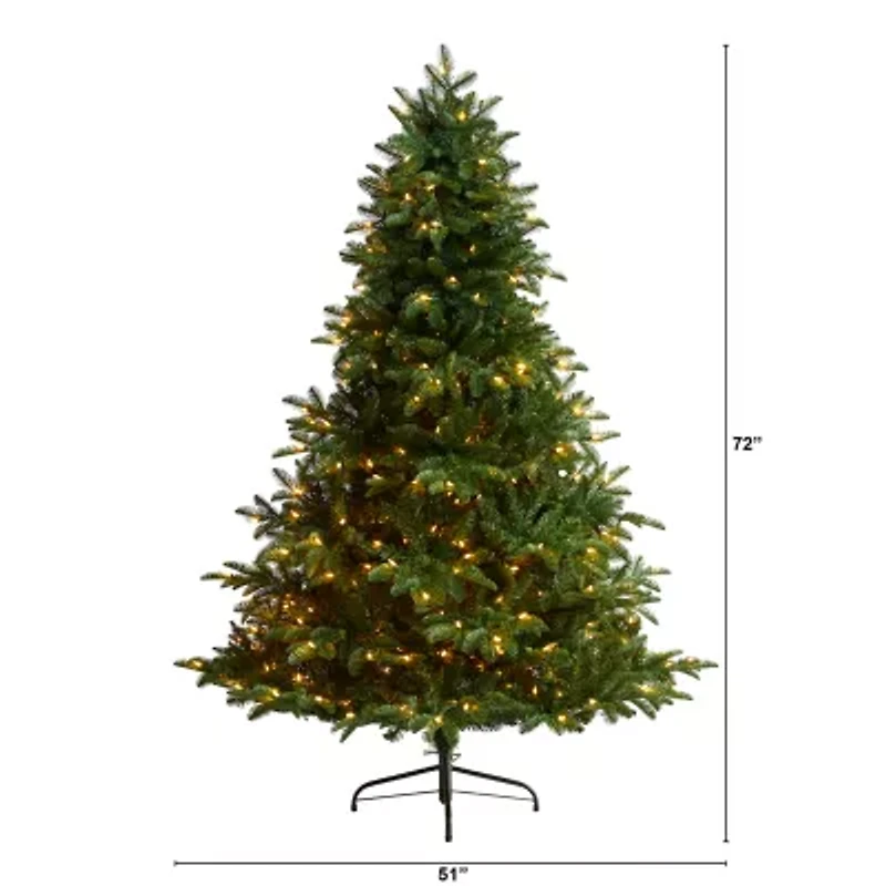 Nearly Natural 6 Foot South Carolina Spruce With 1908 Bendable Branches And 400 White Warm Lights Pre-Lit Christmas Tree