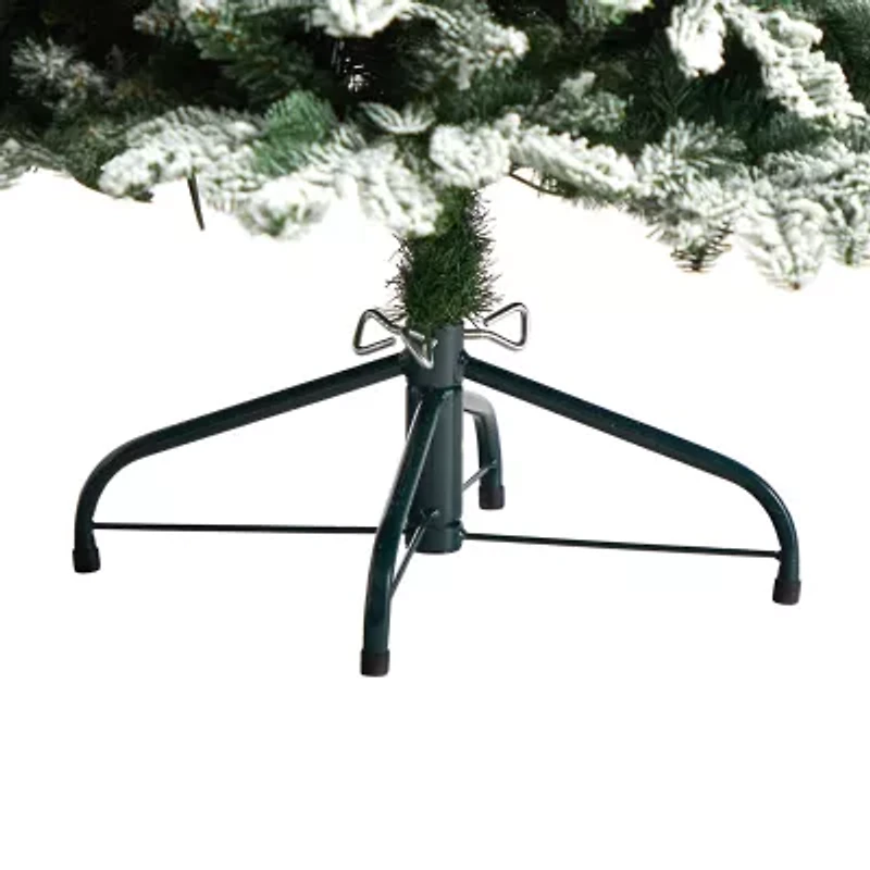 Nearly Natural 5 Foot North Carolina Flocked Fir With 1247 Bendable Branches And 350 Warm White Lights Pre-Lit Christmas Tree