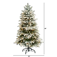 Nearly Natural 4 Foot North Carolina Flocked Fir With 779 Bendable Branches And 250 Warm White Lights Pre-Lit Christmas Tree