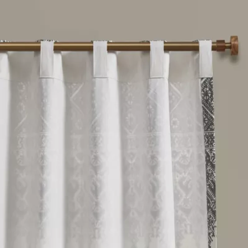 INK+IVY Mila 50"W X 84"L Cotton Printed With Chenille Detail And Lining Rod Pocket Light-Filtering Single Curtain Panel