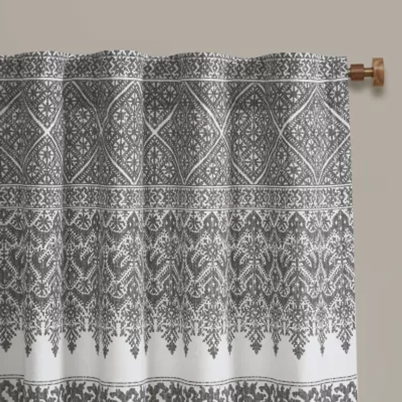 INK+IVY Mila 50"W X 84"L Cotton Printed With Chenille Detail And Lining Rod Pocket Light-Filtering Single Curtain Panel