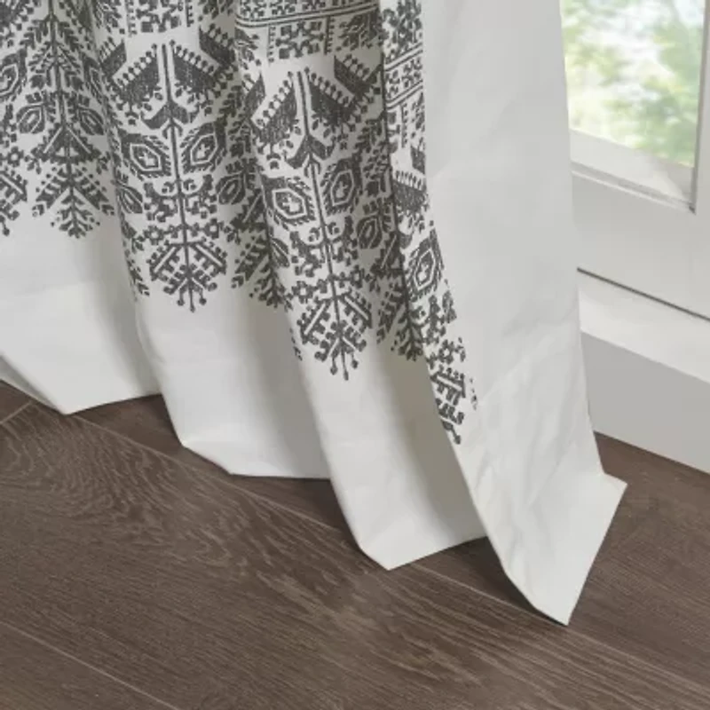 INK+IVY Mila 50"W X 84"L Cotton Printed With Chenille Detail And Lining Rod Pocket Light-Filtering Single Curtain Panel