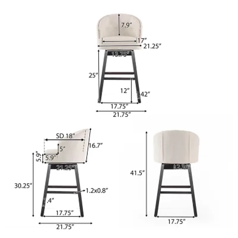 Ogden 2-pc. Upholstered Swivel Bar Stool