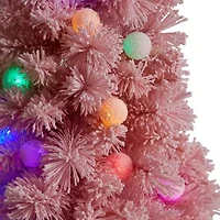 Nearly Natural 4 Foot Holiday Frosted Pink Cashmere Pine With 30 Jumbo Multicolored Globe Led Lights Pre-Lit Christmas Tree