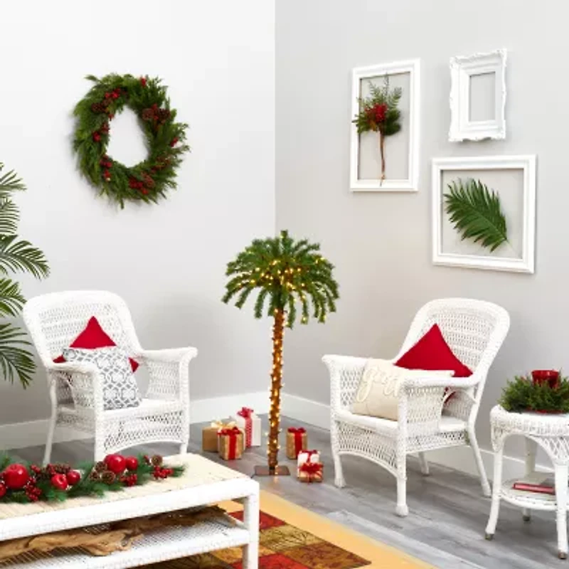 Nearly Natural 4 Foot Palm With 150 Warm White Led Lights Pre-Lit Tropical Christmas Tree