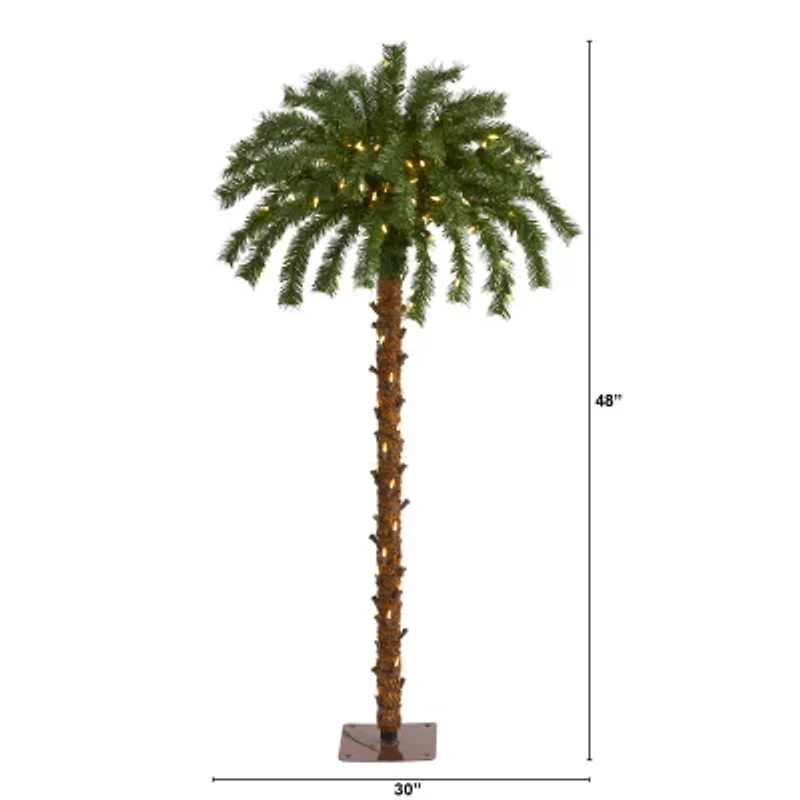 Nearly Natural 4 Foot Palm With 150 Warm White Led Lights Pre-Lit Tropical Christmas Tree