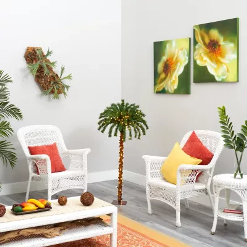 Nearly Natural 4 Foot Palm With 150 Warm White Led Lights Pre-Lit Tropical Christmas Tree