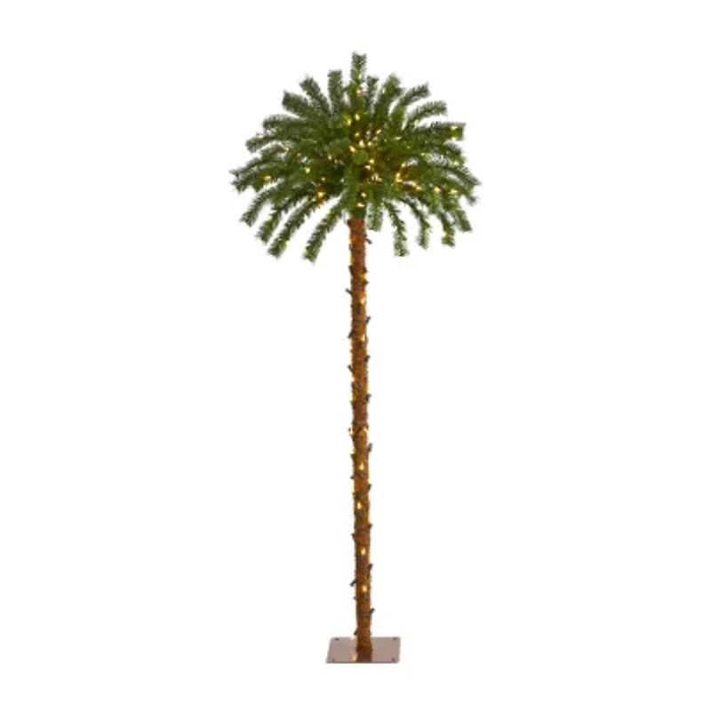 Nearly Natural 5 Foot Christmas Palm With 150 Warm White Led Lights Pre-Lit Tropical Christmas Tree