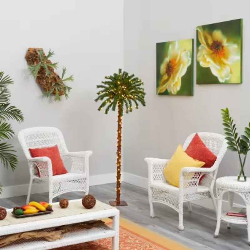 Nearly Natural 5 Foot Christmas Palm With 150 Warm White Led Lights Pre-Lit Tropical Christmas Tree