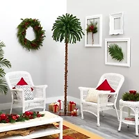 Nearly Natural 7 Foot Palm With 300 White Warm Led Lights Pre-Lit Tropical Christmas Tree