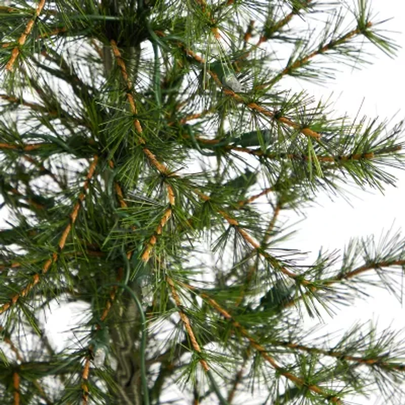 Nearly Natural 3 Foot Pine In A Burlap Base With 50 Clear Led Lights Pre-Lit Christmas Tree