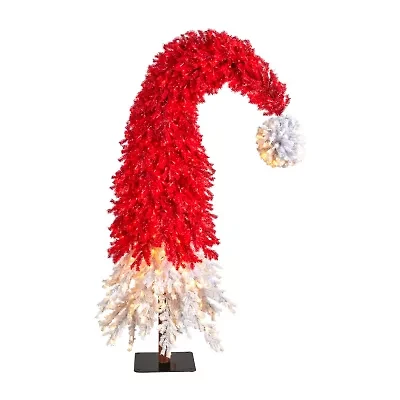 Nearly Natural 9 Foot Holiday Red Santa Hat Fir With 1992 Bendable Branches And 600 Led Lights Pre-Lit Christmas Tree