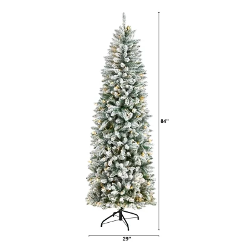 Nearly Natural 7ft. Slim  Montreal Fir Christmas With 300 Warm White Led Lights And 995 Bendable Branches 7 Foot Pre-Lit Fir Christmas Tree
