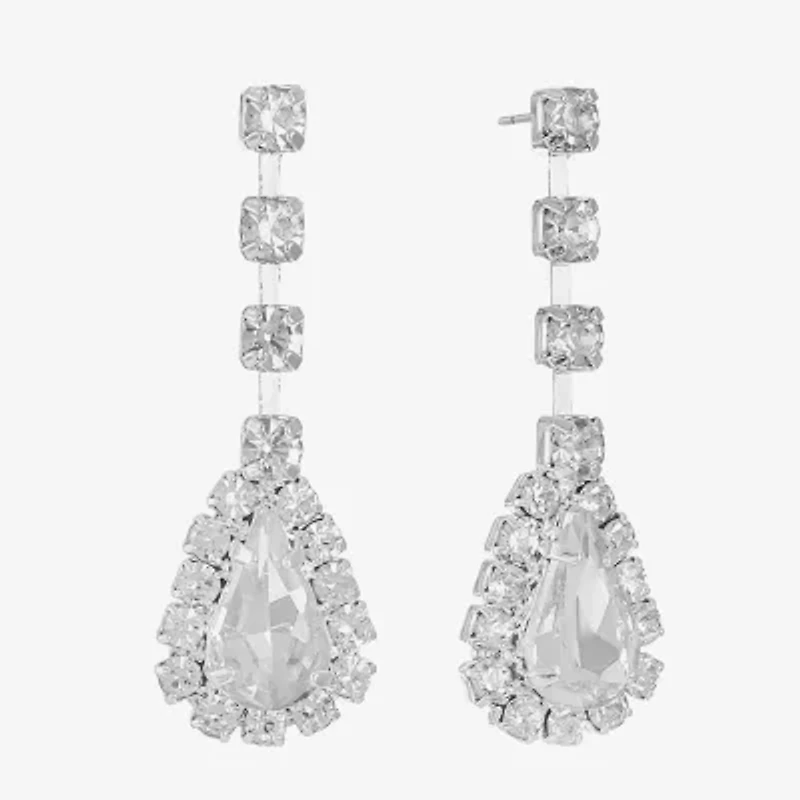Monet Jewelry Timeless Silver Tone Womens Glass Hypoallergenic Drop Earrings