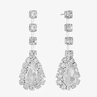 Monet Jewelry Timeless Silver Tone Womens Glass Hypoallergenic Drop Earrings