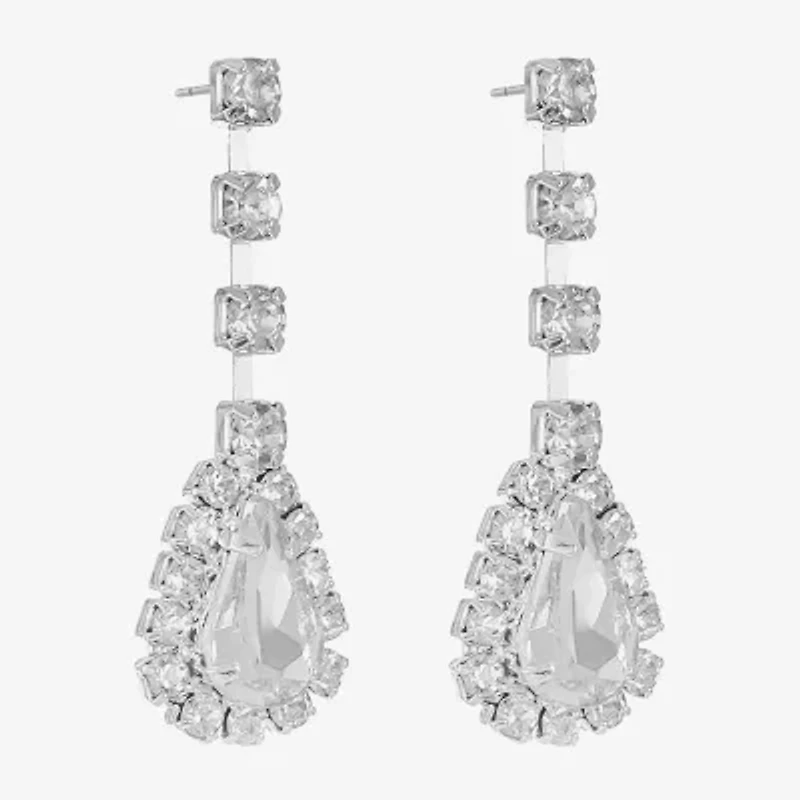 Monet Jewelry Timeless Silver Tone Womens Glass Hypoallergenic Drop Earrings