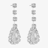 Monet Jewelry Timeless Silver Tone Womens Glass Hypoallergenic Drop Earrings