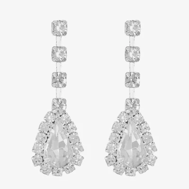 Monet Jewelry Timeless Silver Tone Womens Glass Hypoallergenic Drop Earrings