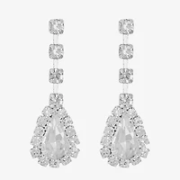 Monet Jewelry Timeless Silver Tone Womens Glass Hypoallergenic Drop Earrings