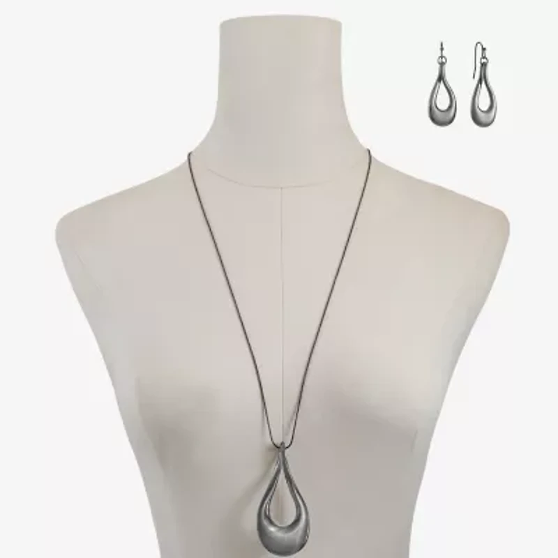 Liz Claiborne Pendant Necklace And Drop Earring Womens 2-pc. Jewelry Set