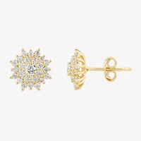 Diamond Blossom Cluster Sunburst 3/4 CT. T.W. Lab Grown White Diamond 10K Gold 10.5mm Round Stud Earrings