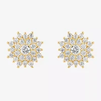 Diamond Blossom Cluster Sunburst 3/4 CT. T.W. Lab Grown White Diamond 10K Gold 10.5mm Round Stud Earrings