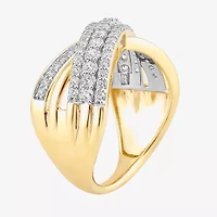 Womens 3/4 CT. T.W. Lab Grown White Diamond 10K Gold Crossover Band