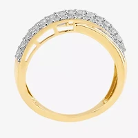 Womens 3/4 CT. T.W. Lab Grown White Diamond 10K Gold Crossover Band