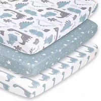 The Peanutshell Blue Dino 3-pc. Playard Sheet