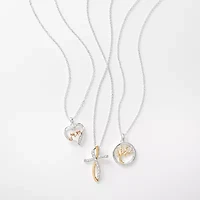 Gratitude & Grace Womens Cubic Zirconia Pure Silver Over Brass Cross 16 Inch Pendant Necklace