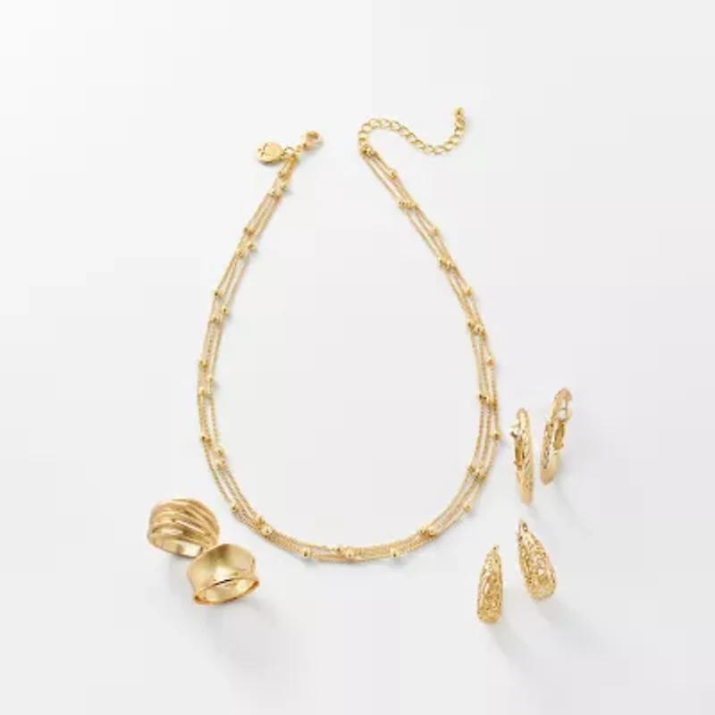 Sparkle Allure Intertwined Womens 14K Gold Over Brass Cocktail Ring