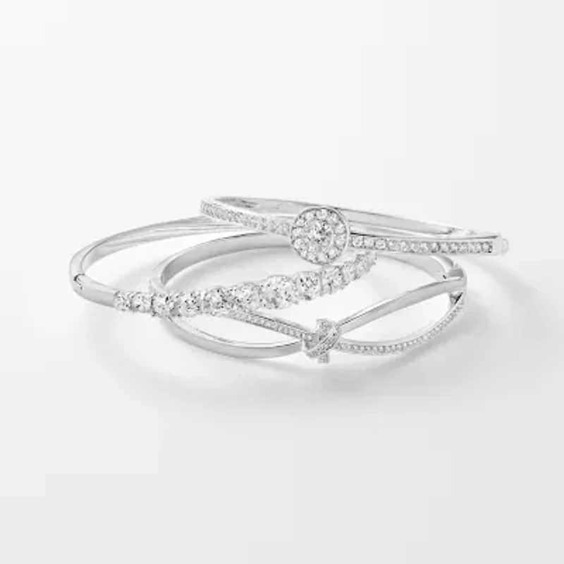 Sparkle Allure Womens Cubic Zirconia Pure Silver Over Brass Bangle Bracelet