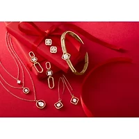 Bijoux Bar Delicates Rose Tone Pave Framed Glass 11.8mm Square Stud Earrings