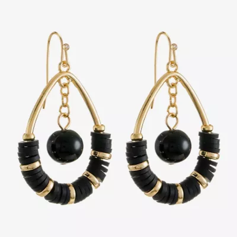 Mixit Gold Tone & Black Tear Womens Drop Earrings