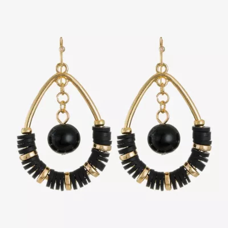 Mixit Gold Tone & Black Tear Womens Drop Earrings