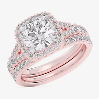 G-H / Si1-Si2) Womens / CT. T.W. Lab Grown White Diamond 14K Gold Round Side Stone Halo Bridal Set