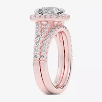 G-H / Si1-Si2) Womens / CT. T.W. Lab Grown White Diamond 14K Gold Round Side Stone Halo Bridal Set