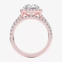 G-H / Si1-Si2) Womens 3 CT. T.W. Lab Grown White Diamond 14K Gold Round Side Stone Halo Bridal Set