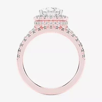 (G-H / Si1-Si2) Womens 4 1/4 CT. T.W. Lab Grown White Diamond 14K Gold Pear Side Stone Halo Bridal Set