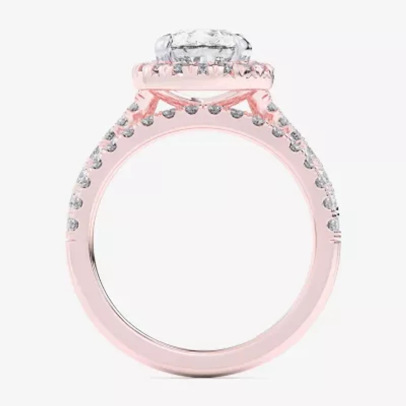 G-H / Si1-Si2) Womens / CT. T.W. Lab Grown White Diamond 14K Gold Pear Side Stone Halo Bridal Set