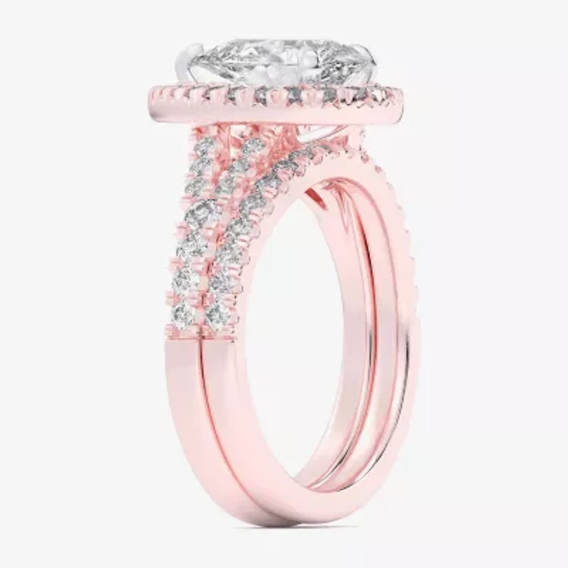 G-H / Si1-Si2) Womens / CT. T.W. Lab Grown White Diamond 14K Gold Pear Side Stone Halo Bridal Set