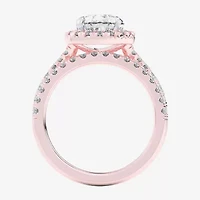 G-H / Si1-Si2) Womens CT. T.W. Lab Grown White Diamond 14K Gold Pear Side Stone Halo Bridal Set