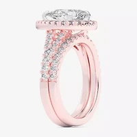 G-H / Si1-Si2) Womens CT. T.W. Lab Grown White Diamond 14K Gold Pear Side Stone Halo Bridal Set