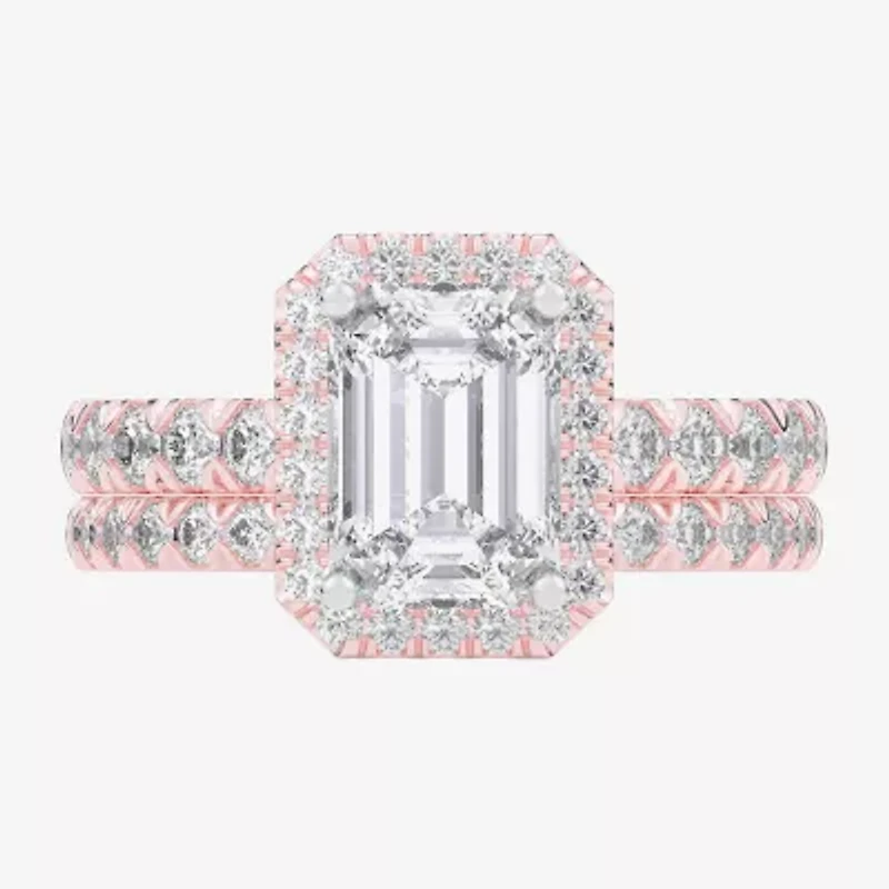 G-H / Si1-Si2) Womens / CT. T.W. Lab Grown White Diamond 14K Gold Side Stone Halo Bridal Set